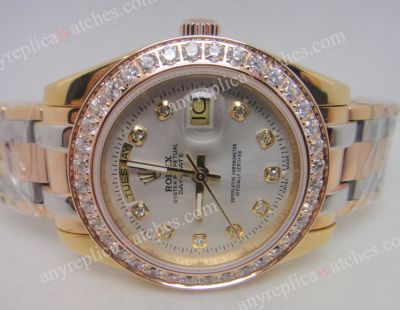 Replica Rolex Masterpiece Day-Date Mens Watch Diamond Bezel Gold Case